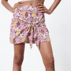 ZARA MULTICOLOR BEAUTIFUL PRINTED SKORT WITH KNOT SIZE S NWT